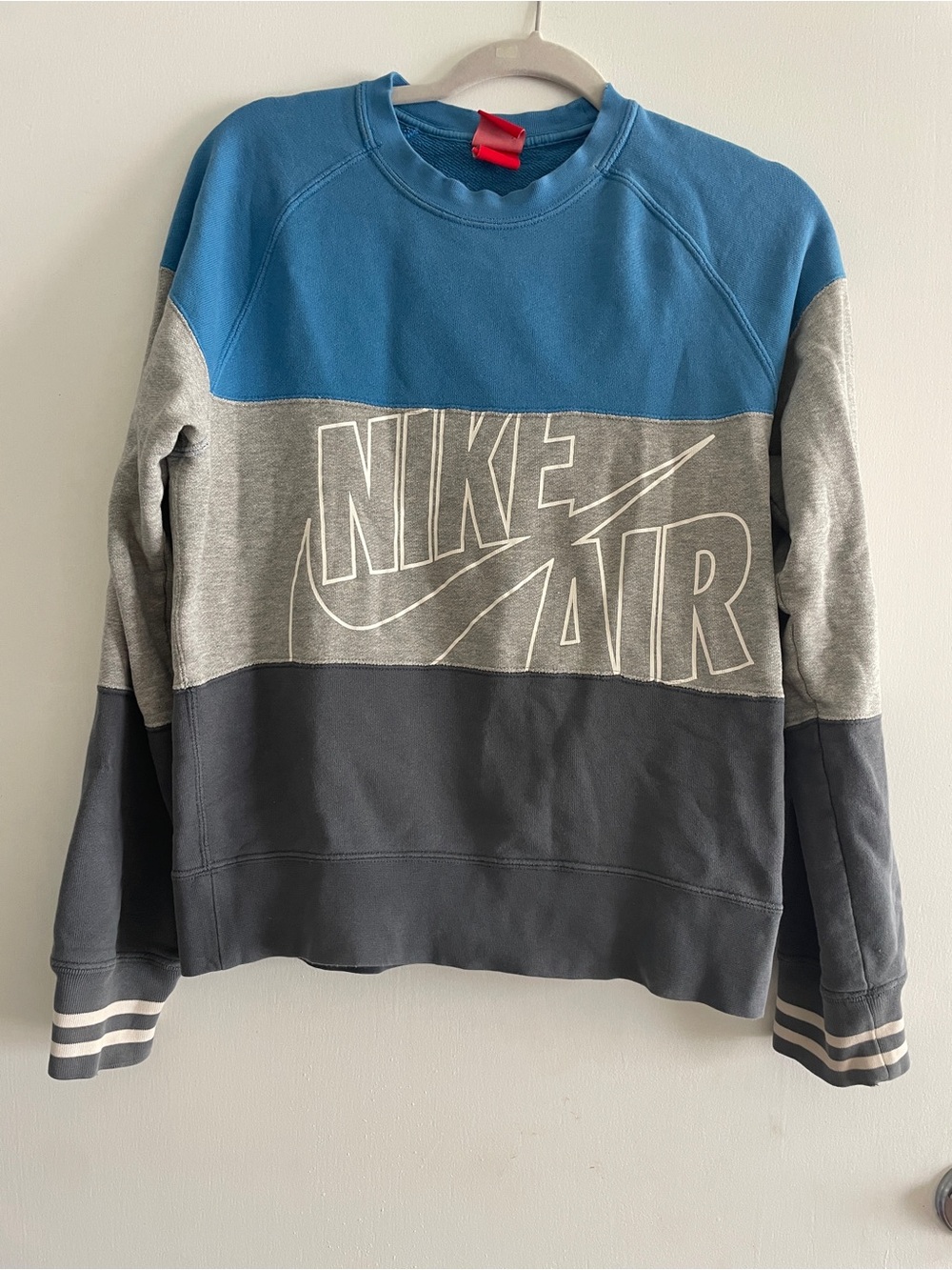 Vintage Nike Air Colorblock Crewneck Sweatshirt - Blue/Gray/Black stripe S